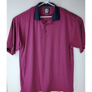 FootJoy Mens XL Pink Navy Blue Striped Prodry Lisle Golf Poly Spandex Blend SS P